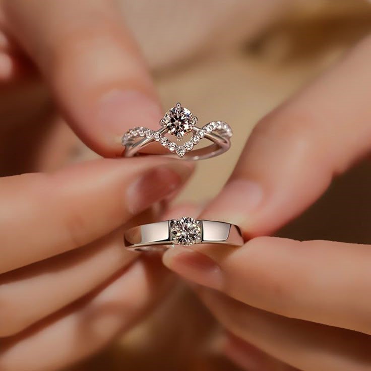 new trendy luxury couple rings for women men dazzling square zirconia delicate ring wedding valentine's day romantic jewelry resizable 1